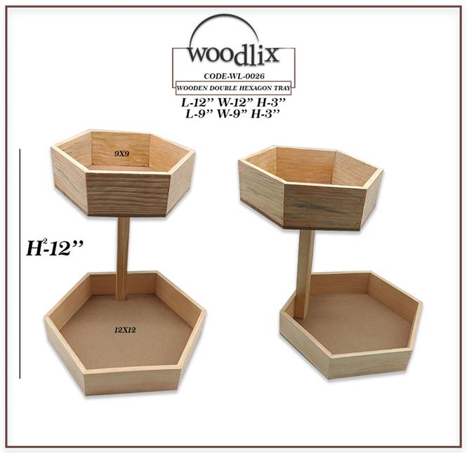 wooden double hexagon tray